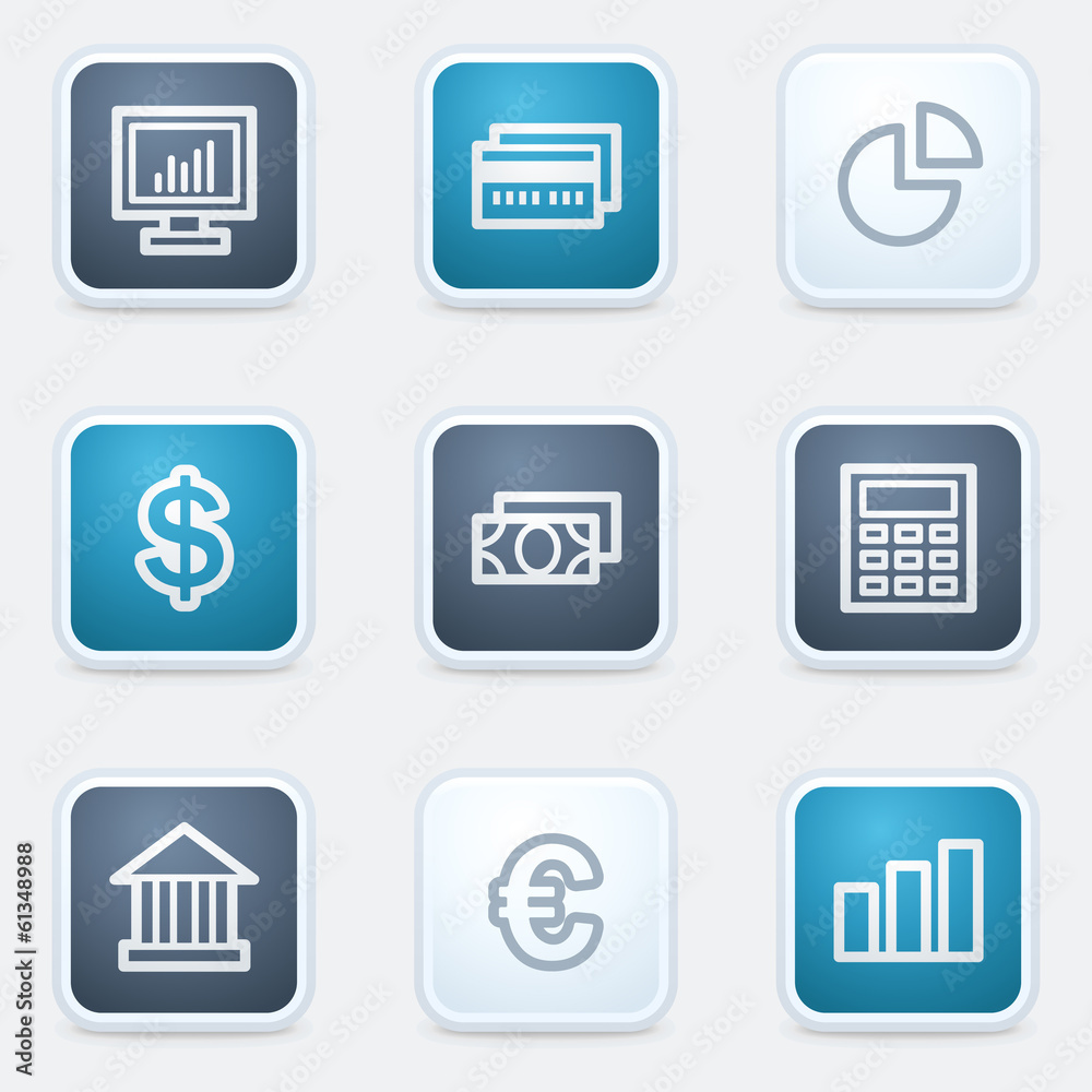 Finance web icon set 1, square buttons Finance web icon set 1, square buttons