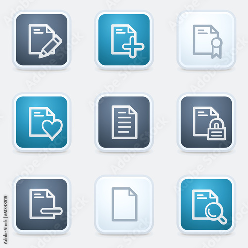 Document web icon set 2, square buttons