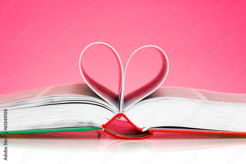 Pages folded into a heart shape