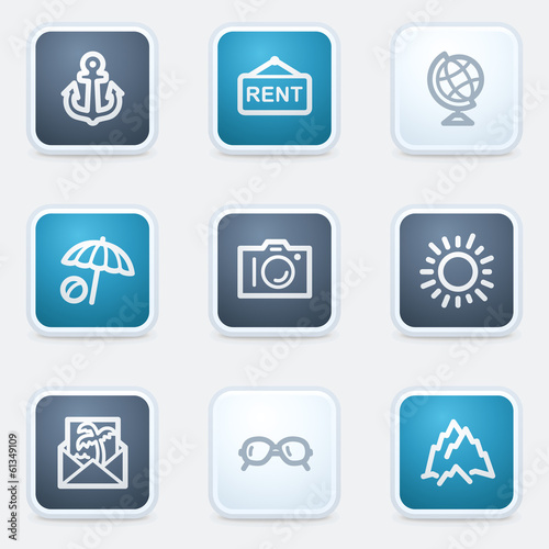 Travel web icon set 5, square buttons