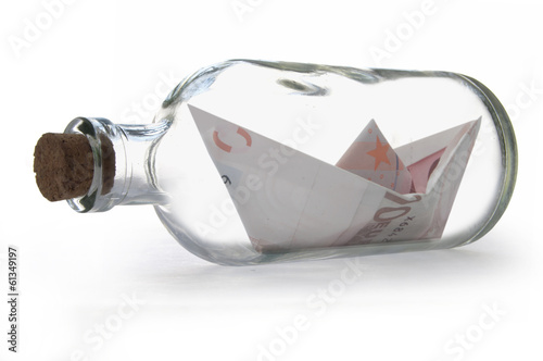 Euros inside message bottle