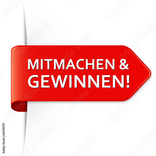 Langer roter Sticker Pfeil - Mitmachen & Gewinnen