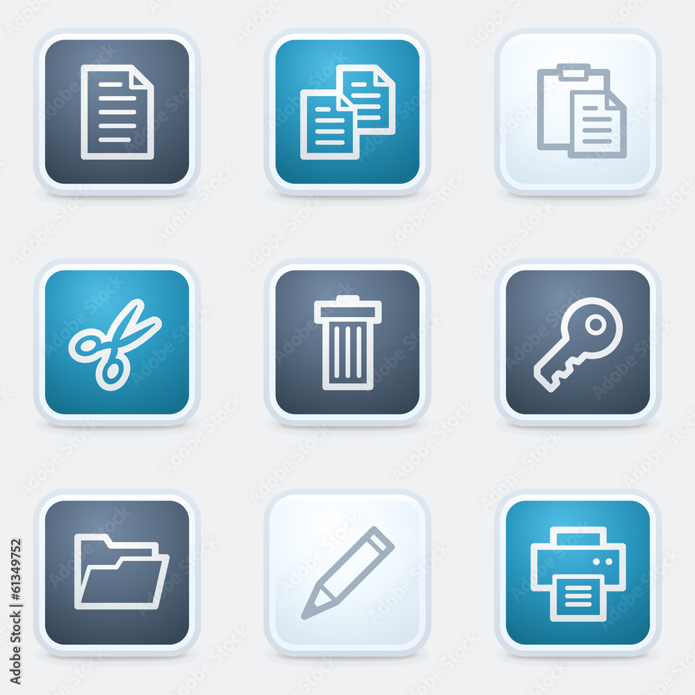 Document web icon set 1, square buttons