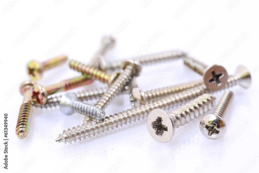 Screws on white background Screws on white background