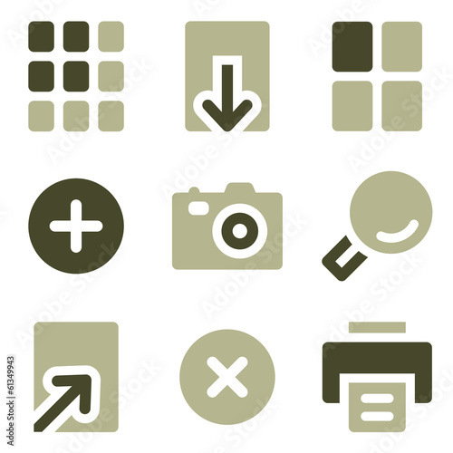 Image viewer web icons, olive set