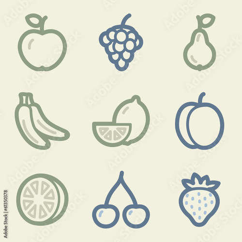 Fruits web icons  money color set