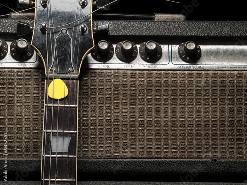 Worn amp and electric guitar photo