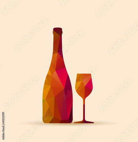 polygonal glass and bottle