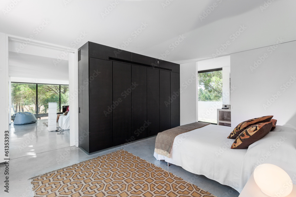 Fototapeta premium Bedroom in modern vacation house