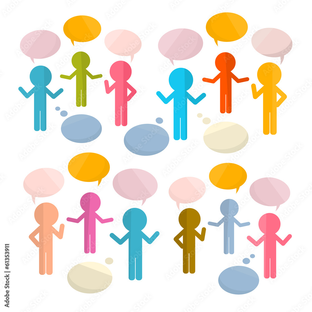Paper People with Speech Bubbles Vector Illustration Paper People with Speech Bubbles Vector Illustration