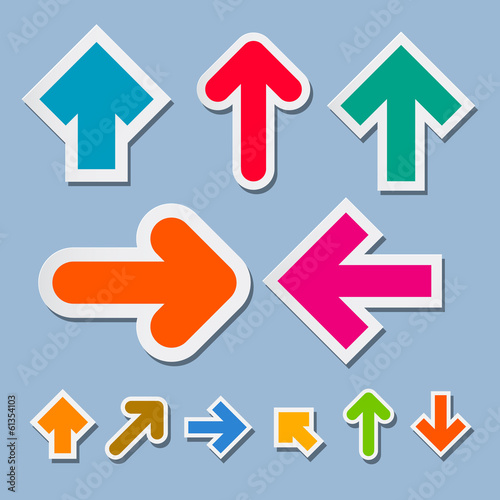 Colorful Vector Paper Arrows on Blue Background