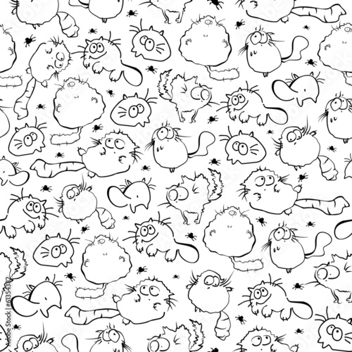 Seamless background with funny cats