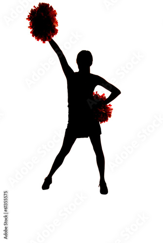 girl cheerleader silhouette with one hand up in air