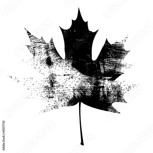 Grunge Maple Leaf - Black