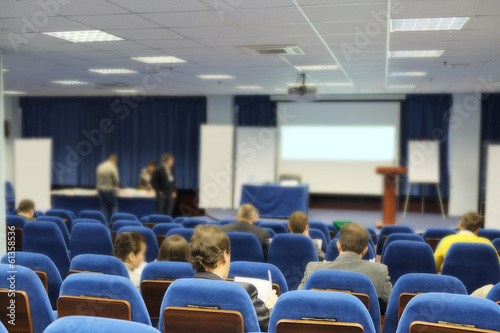 Meeting in a conference hall