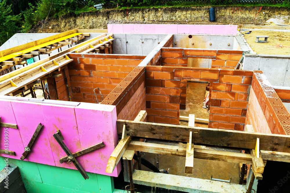 Baustelle eines Einfamilienhauses Baustelle eines Einfamilienhauses