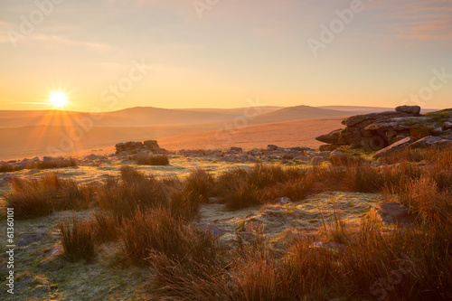 Sunrise Rowtor Dartmoor Devon Uk