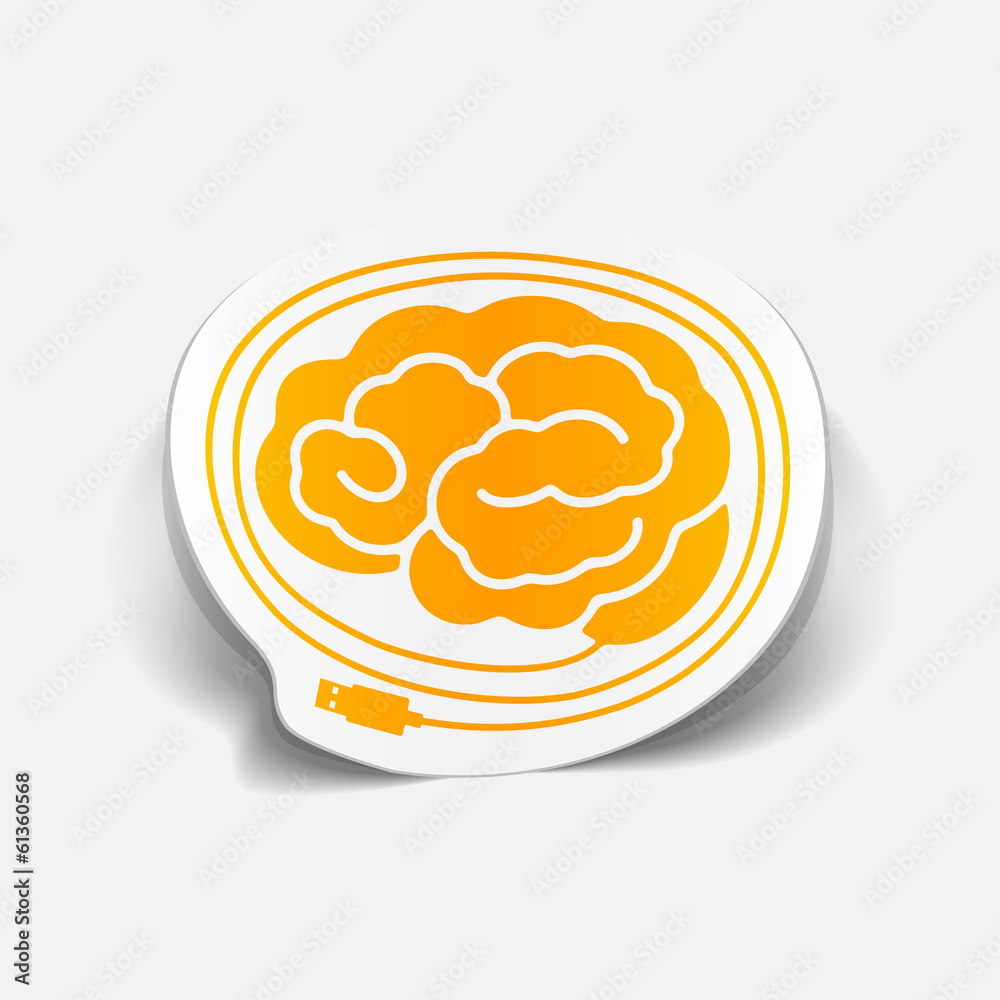 realistic design element: brain-usb, plug realistic design element: brain-usb, plug