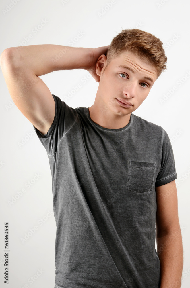 Portrait of a man looking confused and sad. Portrait of a man looking confused and sad.