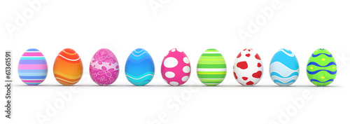 colorful easter eggs in a row