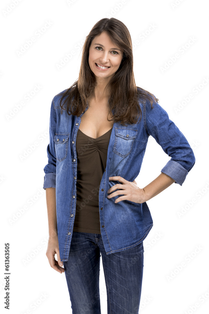 Beautiful woman standing over a white background Beautiful woman standing over a white background