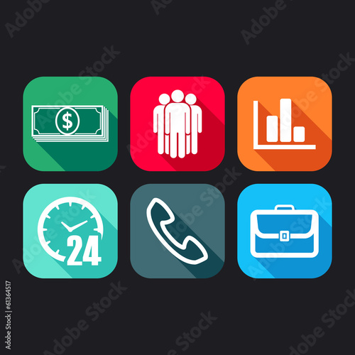 flat icons for web and mobile applications with business signs
