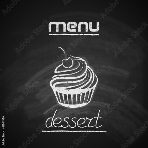 vintage chalkboard menu design with a cupcake