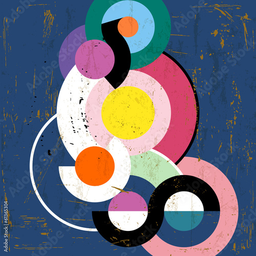 abstract circle background, retro/vintage style with paint strok