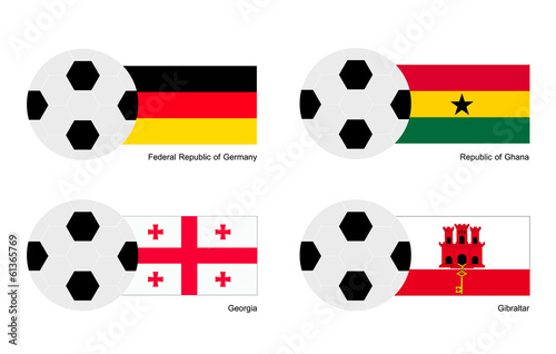 Soccer Ball with Germany, Ghana, Georgia and Gibraltar Flag