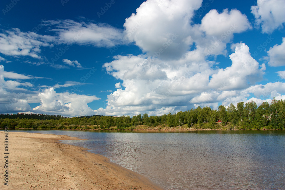 Sandy beach and forest in Ivalo