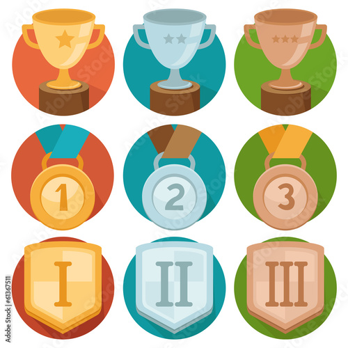 Vector achievement badges - gold, silver, bronze