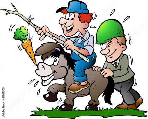 illustration of an supervisor pushes a Donkey