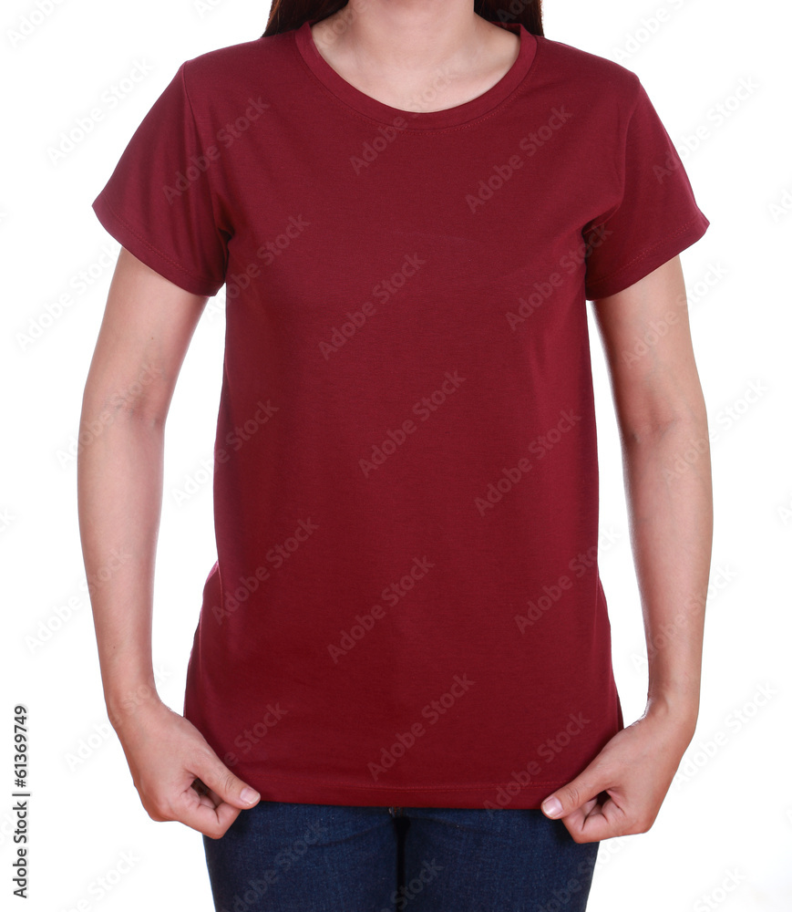 blank t-shirt on woman