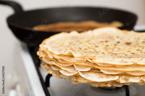 pancakes fried in a pan photo