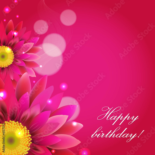 Fototapeta Naklejka Na Ścianę i Meble -  Pink Background With Gerbers