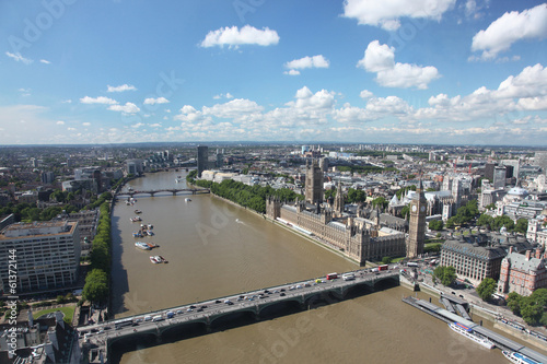 Panoramic view London with Big Ben and the House of Parliament,