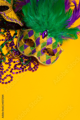 Colorful group of Mardi Gras or venetian masks or costumes