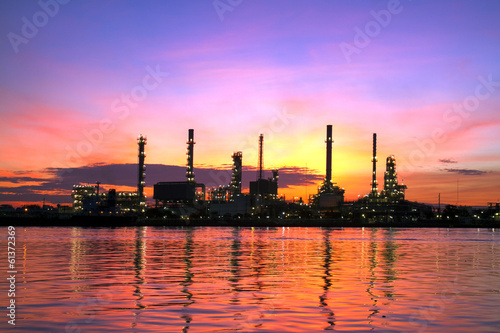 refinery plant area at twilight