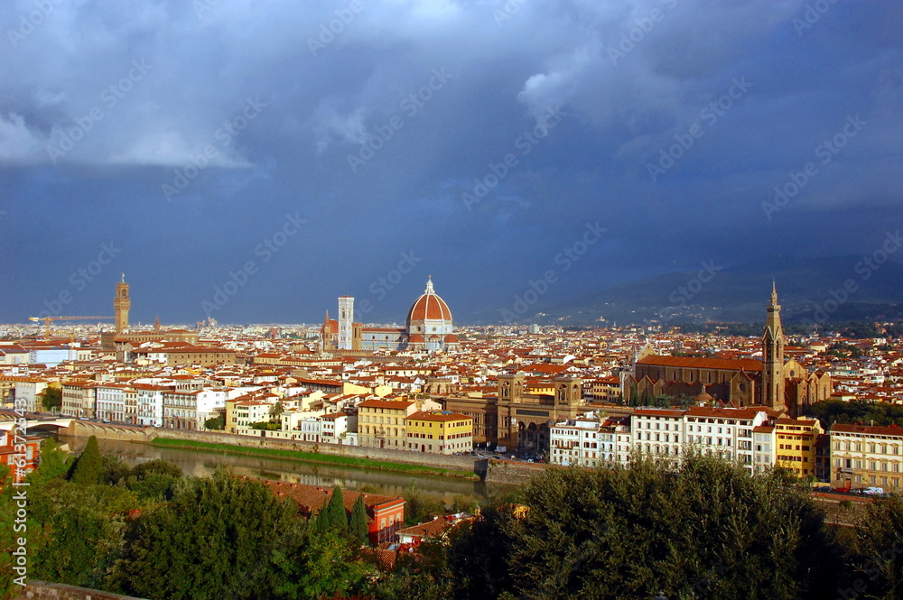 Aerial view from Michelangelo square on Florence city, Italy