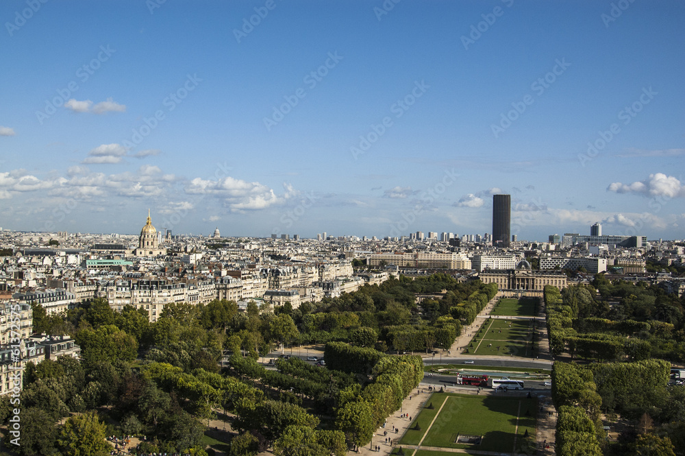 Aerial View on Champ de Mars from the Eiffel Tower