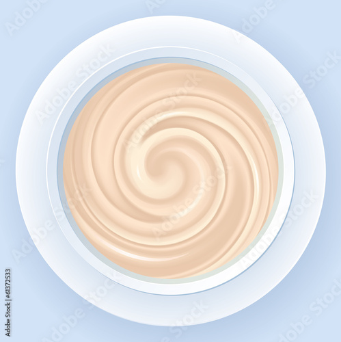 Vector background of gently pink cream in white jar