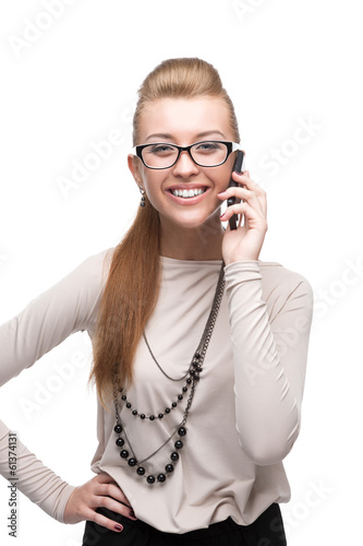 businesswoman talking on cell phone