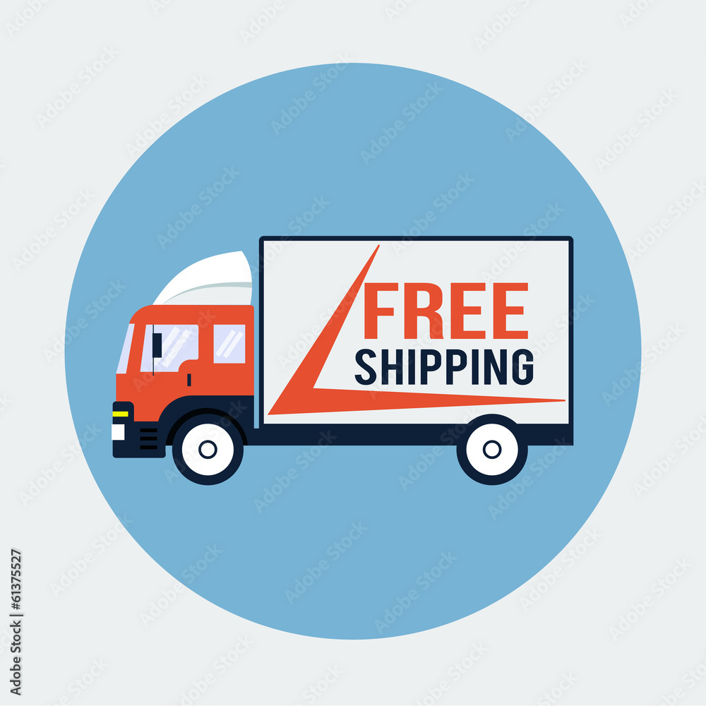 Free Shipping Truck Flat Icon Free Shipping Truck Flat Icon