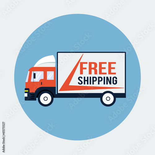 Free Shipping Truck Flat Icon