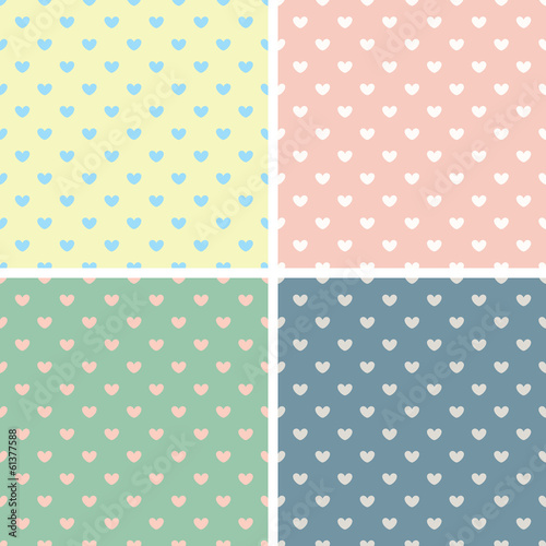Love Heart Pastel Palette Vector Seamless Background Pattern Set