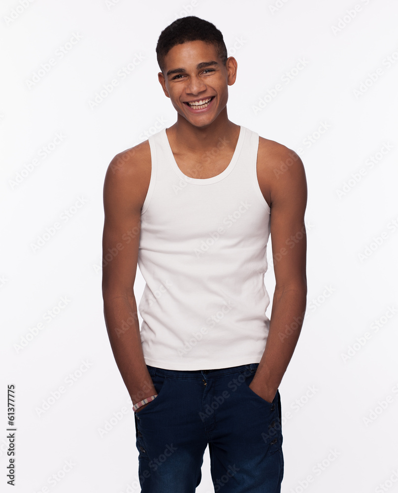 Positive smiling handsome on white background Positive smiling handsome on white background