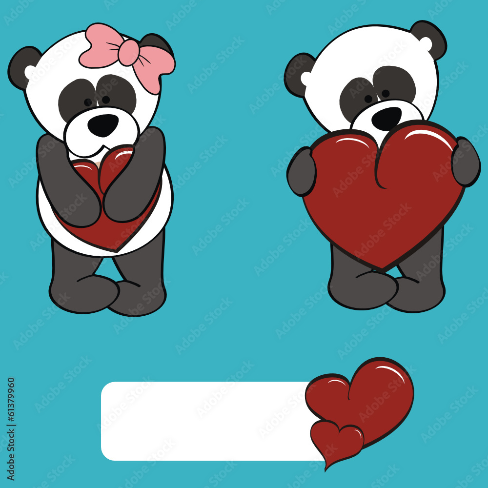 panda bear valentine cartoon set panda bear valentine cartoon set