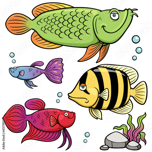Vector illustration of Aquarium fishes collection