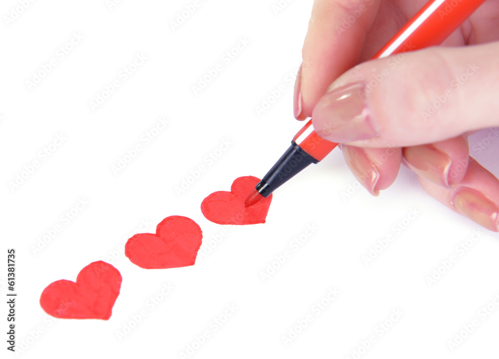 Heart drawn in pencil on a paper sheet close-up Heart drawn in pencil on a paper sheet close-up