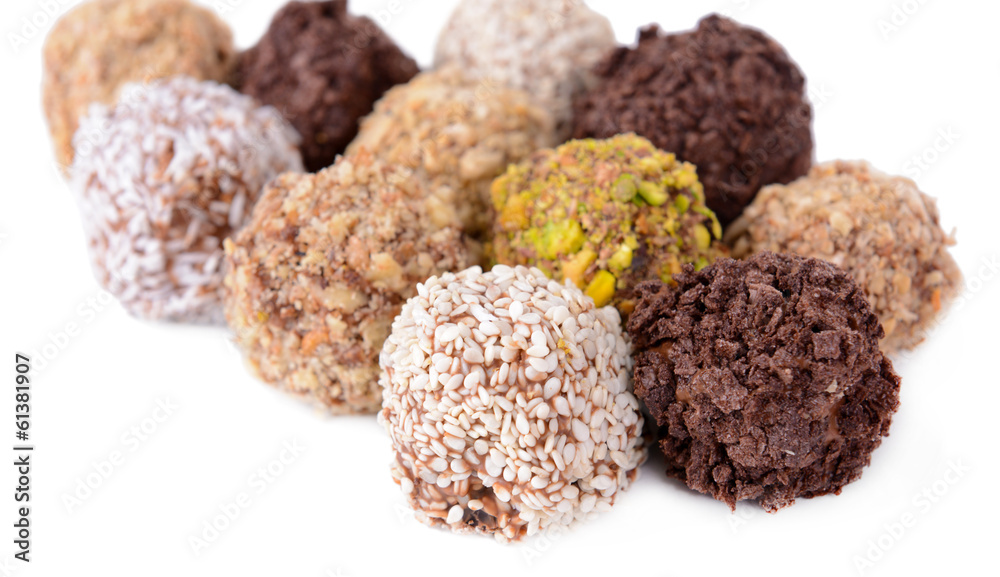 Set of chocolate candies isolated on white Set of chocolate candies isolated on white
